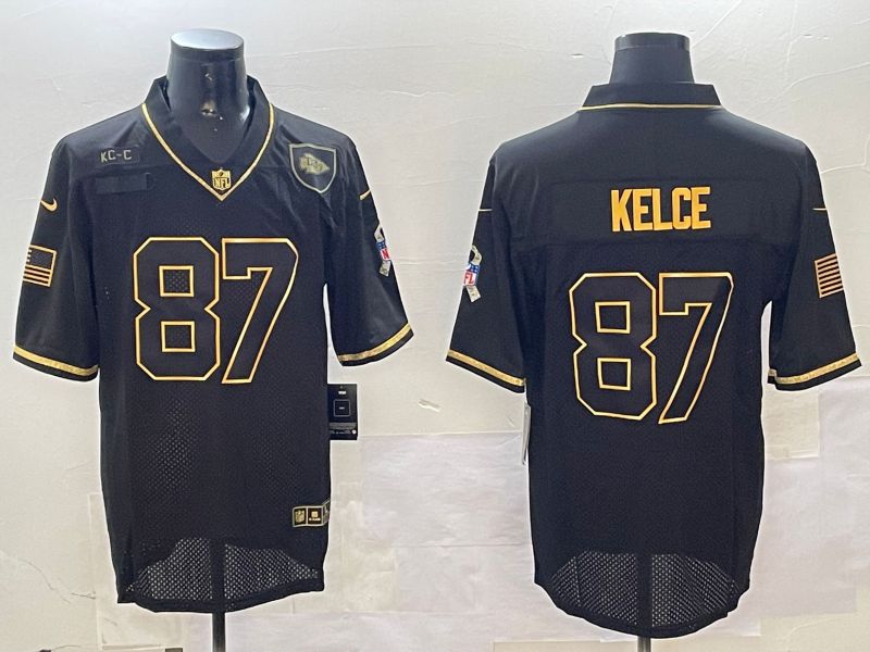 Men Kansas City Chiefs #87 Kelce Gold Black 2024 Nike Limited NFL Jersey style 0108->pittsburgh steelers->NFL Jersey